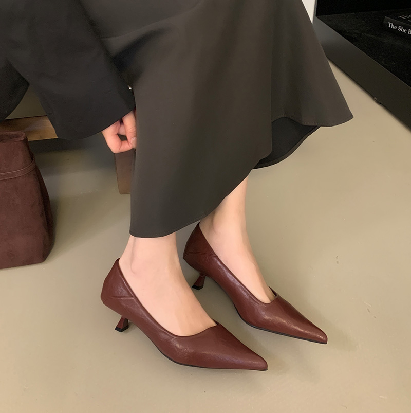 2025 New Autumn Winter Pointed Toe Shallow Mouth High Heel Leopard Print Fashion Versatile Temperament Commuting High Heel Shoes - Image 2