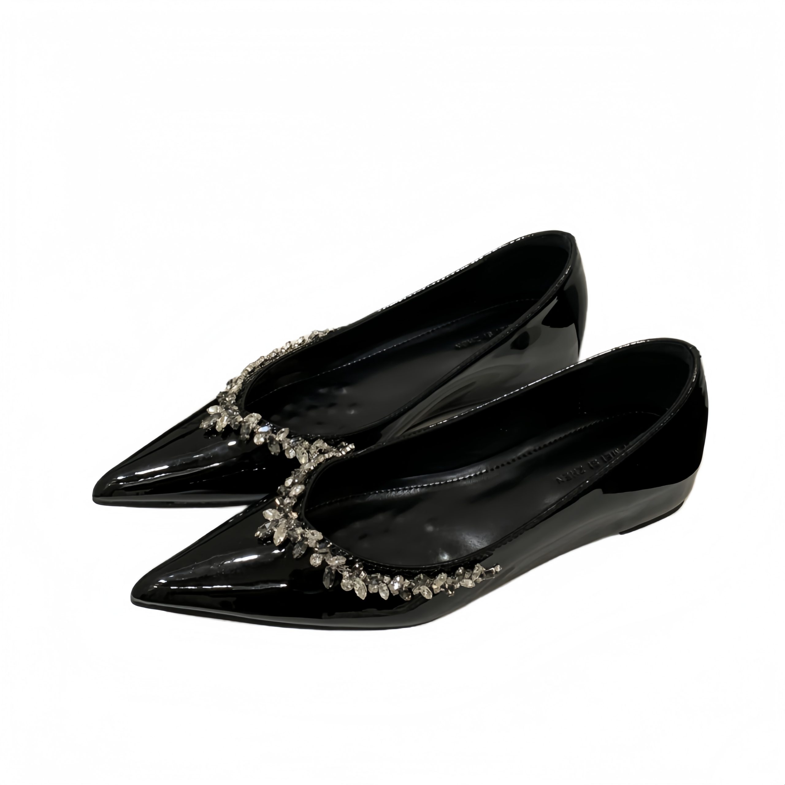 2025 New French Rhinestone Pointed Flat Mary Jane Shoes for Women, Low Top Slip-On with Inner Height Increase, Soft Sole Commuter Shoes - Image 5