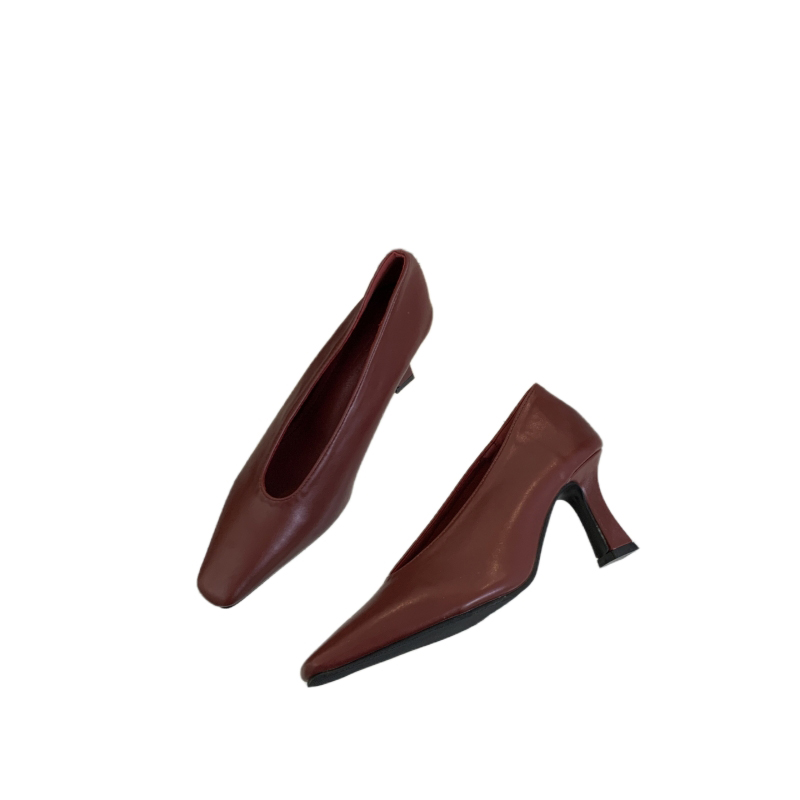 2025 New White High Heel Women's Flat Shoes Spring Square Toe V-Cut Elegant Vintage Witch Grandma Shoes - Image 5