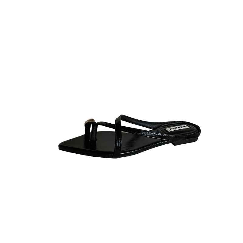 Designer French Pointed Toe Minimalist Strappy Flat Sandals for Women - Versatile Casual Roman Shoes - Image 5