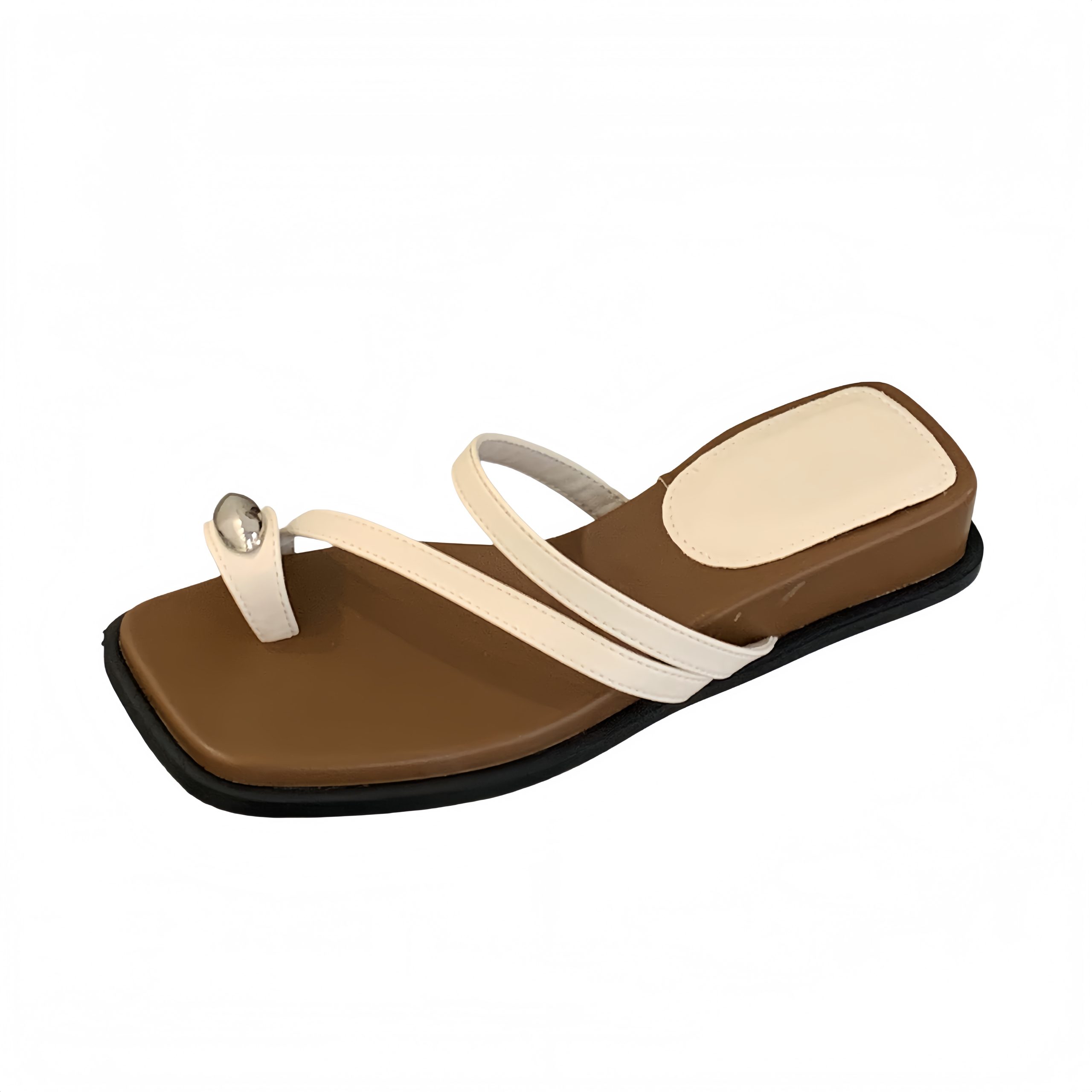 Korean Style Black Toe Loop Slippers for Women 2026 Summer New Fashion Flat Sandals - Image 5