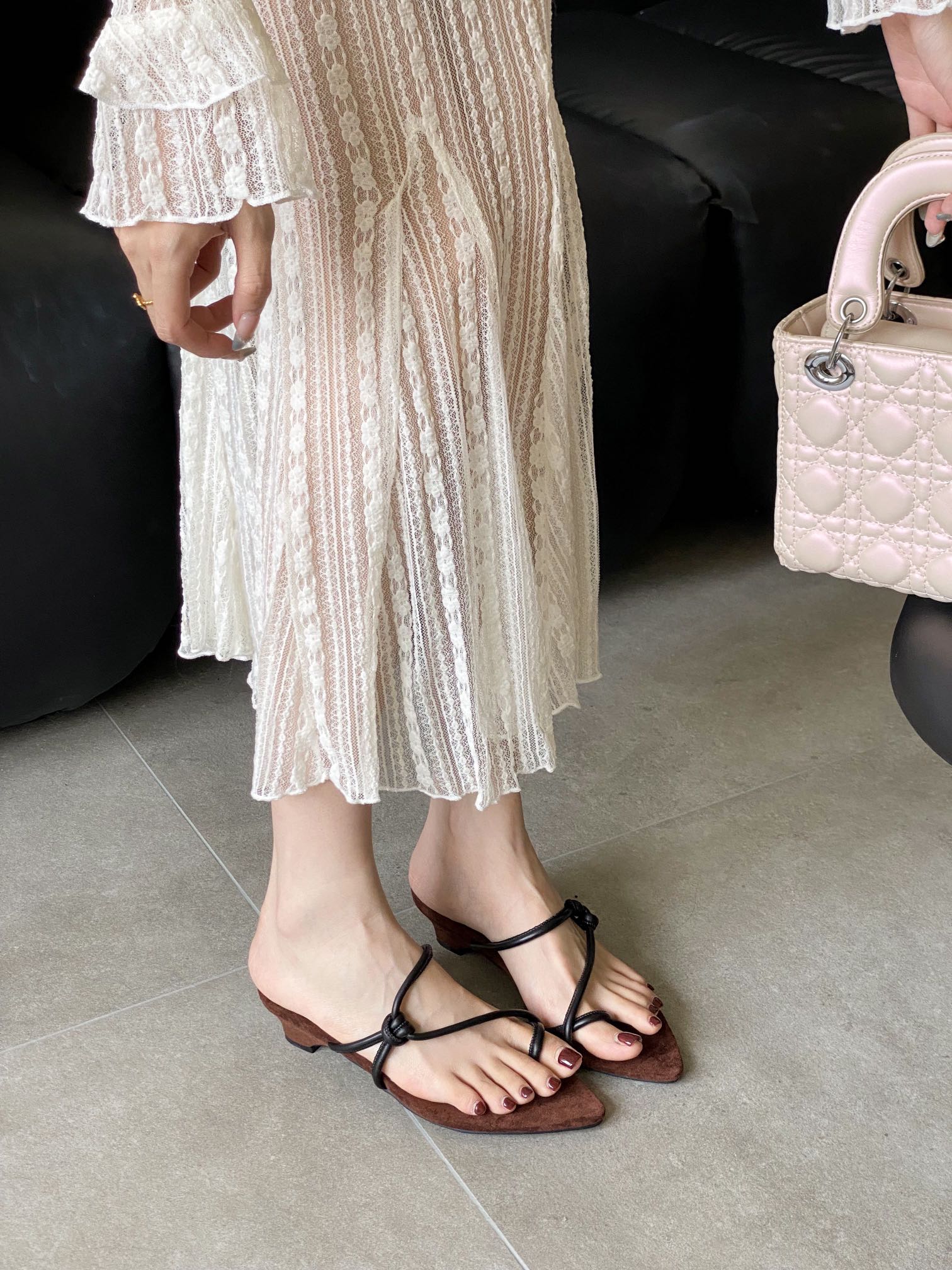 Korean Style Pointed Toe Roman Strappy Wedge Sandals for Women 2025 Summer - Image 2