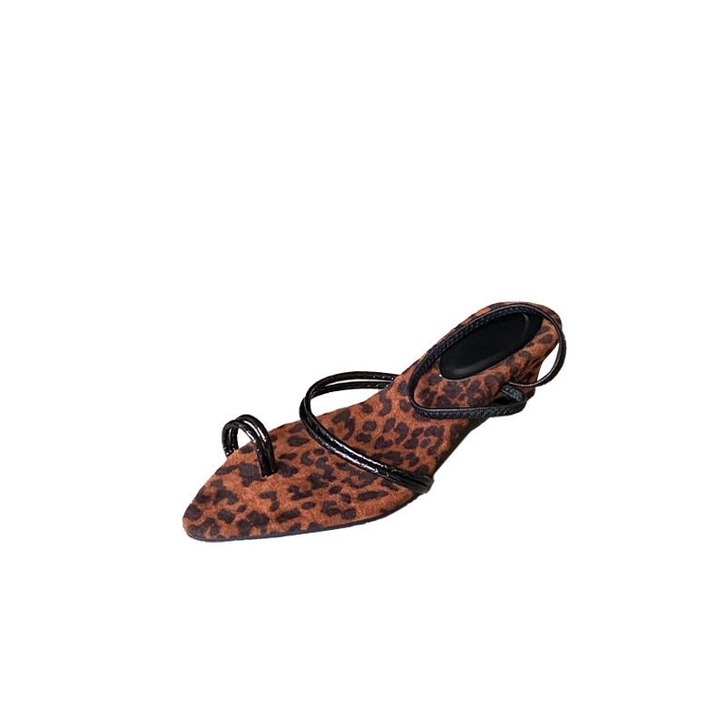 Korean Style Roman Thin Strap Wedge Low Heel Pointed Toe Sandals - Image 5