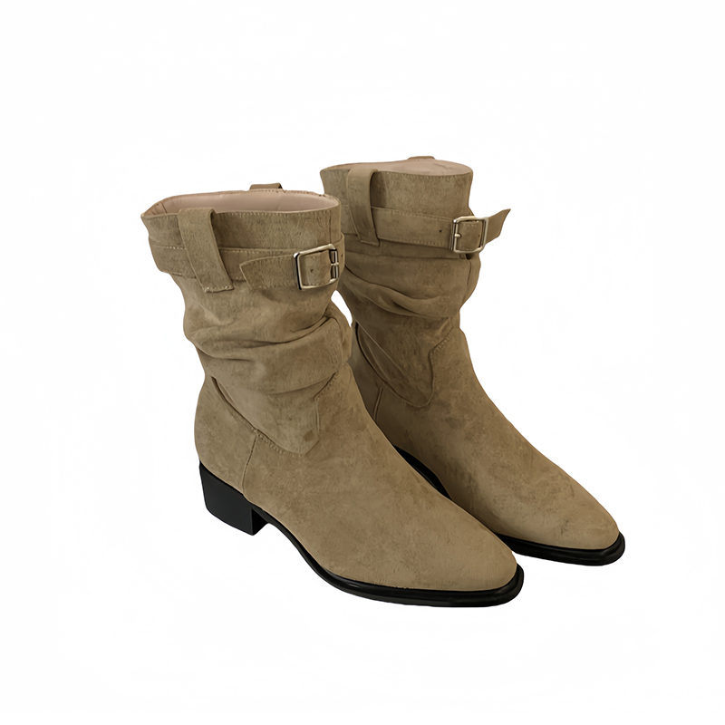 Retro Suede Western Cowboy Boots for Women Chunky Heel Mid Heel Short Shaft 2025 Autumn Winter New Stacked Heel Boots - Image 5