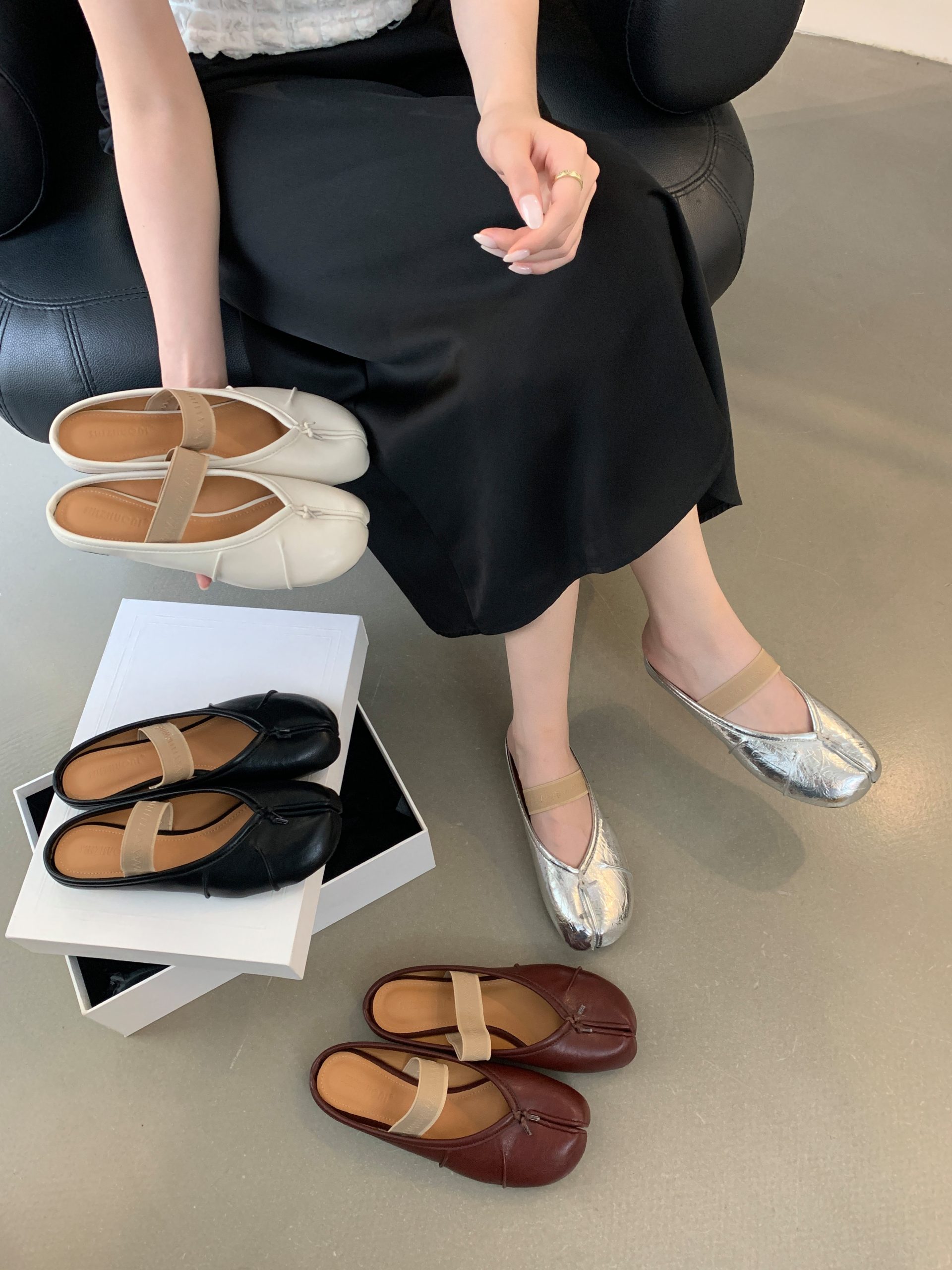 SHIZHUONI Women's Split-Toe Slippers 2026 New Spring Summer Flat Shoes Open Toe Half Slippers Casual Lazy Shoes