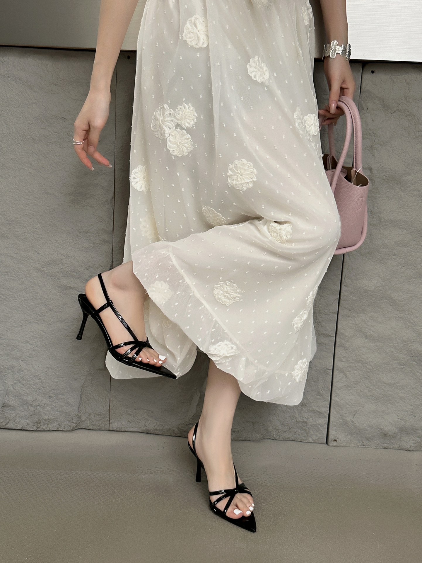 Women's Roman Strappy High Heel Sandals Pointed Toe PU - Image 3